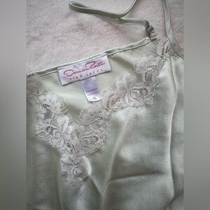 Oscar de la Renta Women's Light Green Lace Trim Slip, Nightie